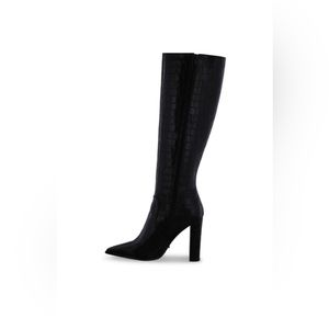 Tony Bianco Lucille Black Croc 10.3cm Calf Boots